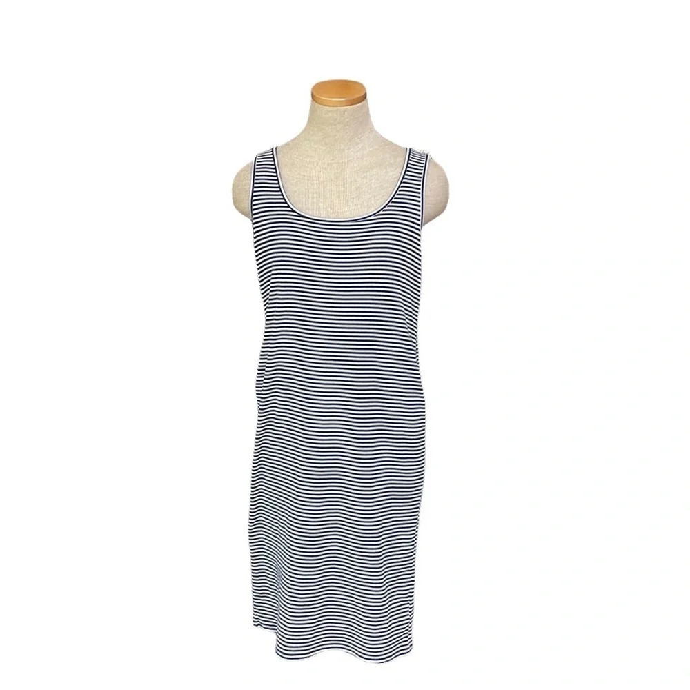 Motherhood Maternity Tank Dress Blue White Stripes Size Large